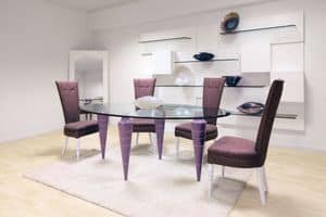 Oval table, Modern table for the dining room, table with oval glass top for the kitchen