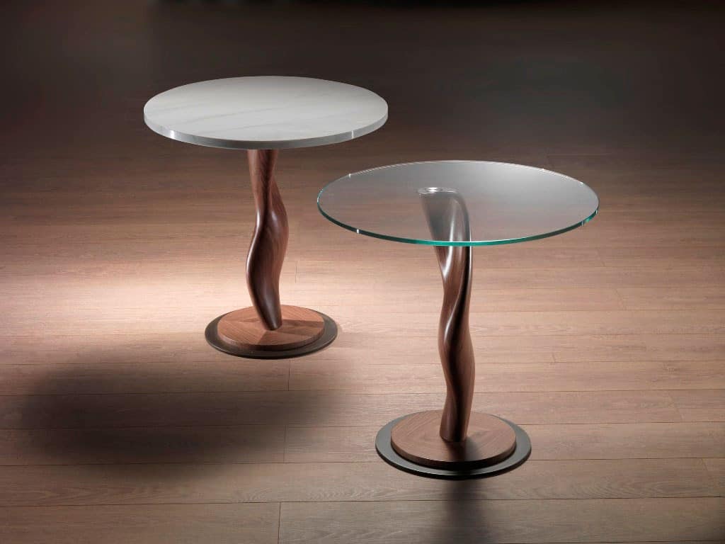 TL42 Pistillo small table, Table in solid wood with glass top, for living rooms
