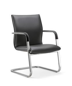 Berlin 03, Visitor chair with integrated armrests, for office