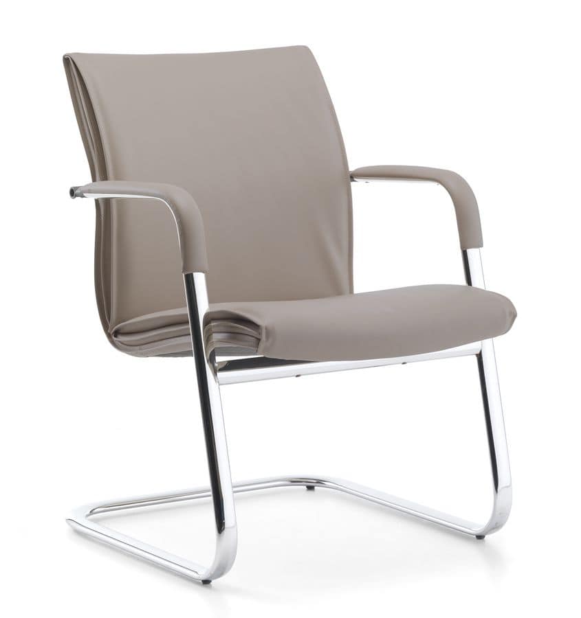Berlin 03, Visitor chair with integrated armrests, for office