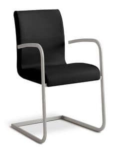 IMPERIA 2, Visitor chair in genuine leather, for offices and waiting rooms