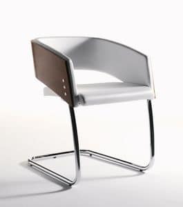 Major visitor, Sled padded chair in steel, with backrest in essence
