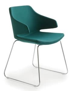 MERAVIGLIA MV1, Visitor chair upholstered, with armrests, slide base