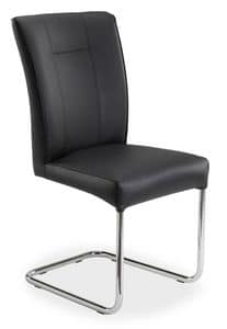 Milton, Chair with cantilever base, upholstered in real leather