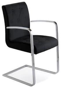 PADOVA 2, Chair in chromed metal, quilted back and seat