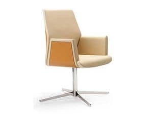 Tua visitor, Chair for office customers, padded, leather covering
