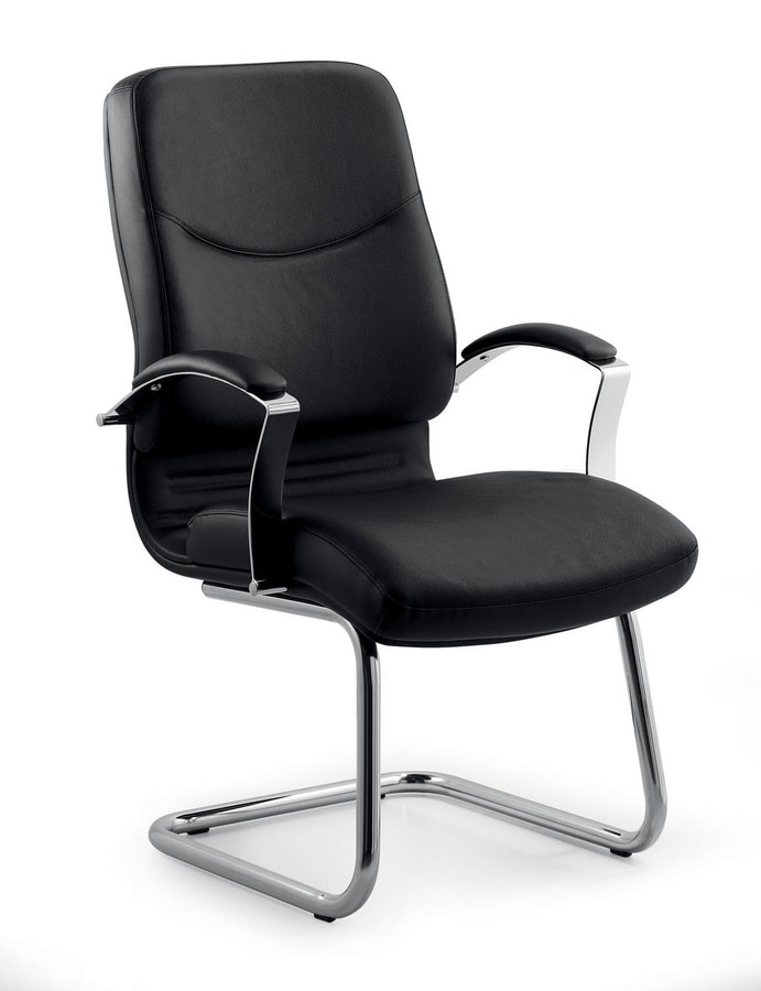UF 531 / S, Metal visitor chair, upholstered in leather