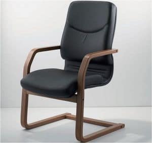 UF 531 / S - WOOD, Sled chair with wooden frame and upholstered seat ideal for executive offices
