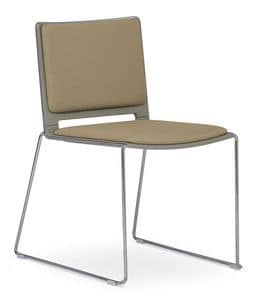 Easy Soft 01, Padded stackable chair, in metal and plastic
