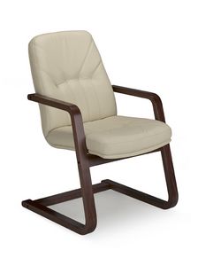 Queen 501 V wood, Cantilever chair in wood, for executive office