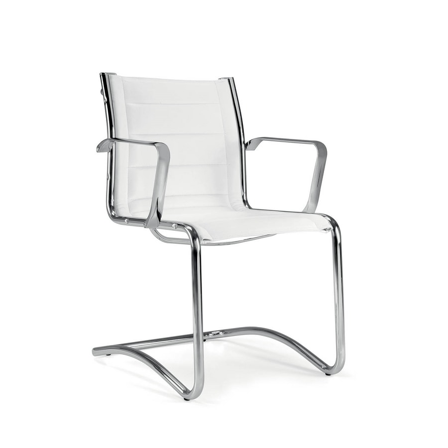 UF 546 / S, Chromed sled armchair with upholstered shell