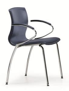 WEBTOP 389, Chair in metal and beech wood shell covered in leather