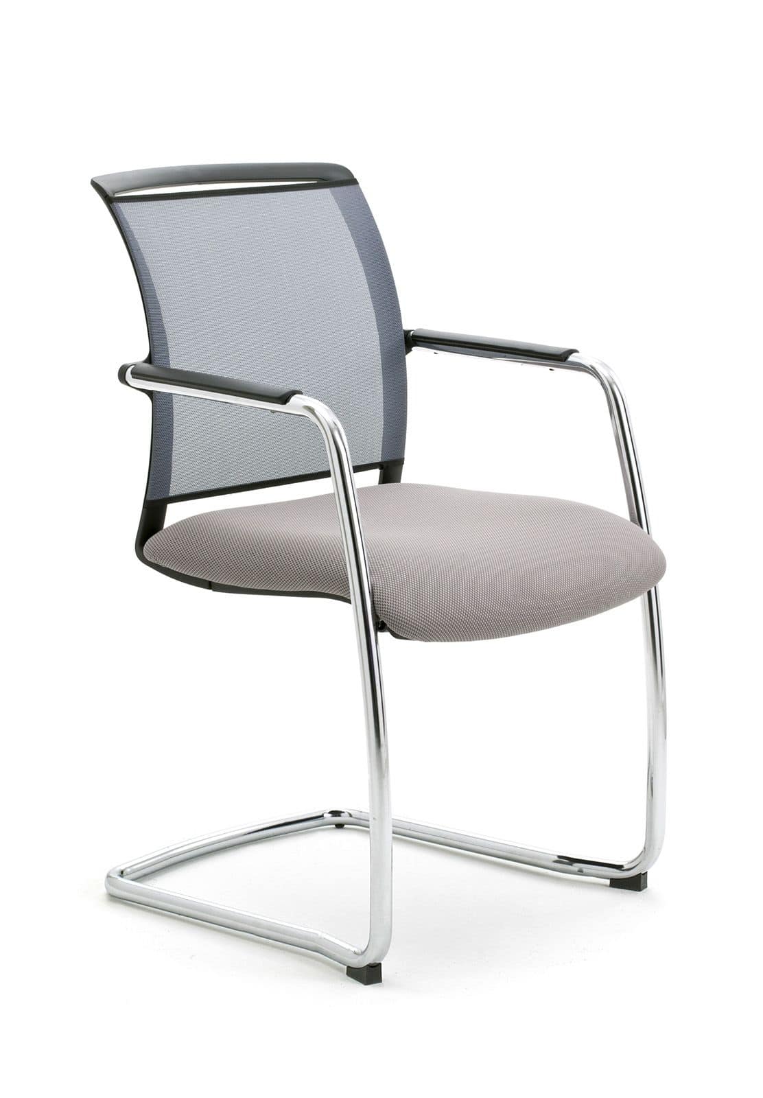 Cometa relax, Sled chair for office, with backrest in mesh