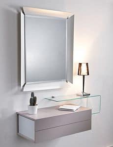 Due comp. 01, Entrance furniture with 2 drawers, mirror and glass shelf