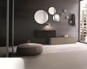 Logika 02, wall cabinet, round mirrors, living room furnishing Halls