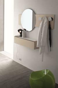 Logika 03, entrance drawer unit, mirror with LED light, coat rack Hotel