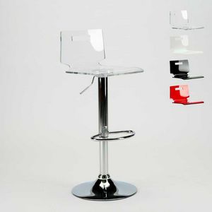 Bar stool and chrome steel kitchen SAN JOSE Modern Design - SGA800SNJ, Stool with transparent plastic shell