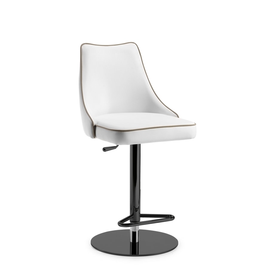Evelin SG chromed base, Leather stool, adjustable in height