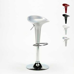 High bar stool and swivel and adjustable polypropylene kitchen BOSTON - SGA800BOS, Swivel stool with chromed footrest