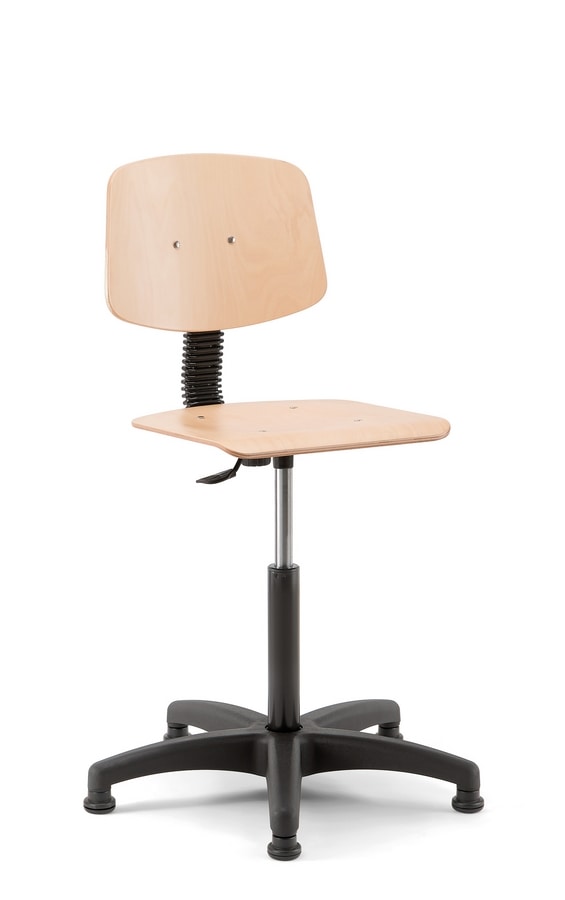 Woody 02, Stool with wooden seat
