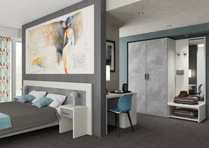 Art. 30890 Ancona hotel room set, Complete furniture for hotel rooms, with modern and essential style