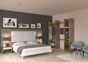 Art. 30895E Ferrara eco hotel room set, Complete furniture for hotel room, bed with padded headboard