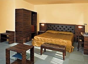 Collezione Class, Bedroom furniture tailored, ebony wood, for hotel rooms