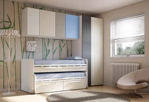 Bridge KP 202, Children bedroom with trundle bed, in various finishes