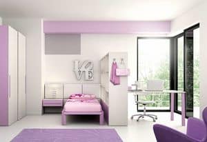 Cahildren bedroom KC 108, Children bedroom with customizable lacquered paneling