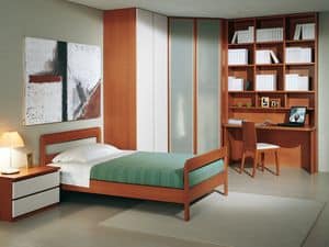 Camera Ragazzi 03, Modern bedroom for children, with corner wardrobe