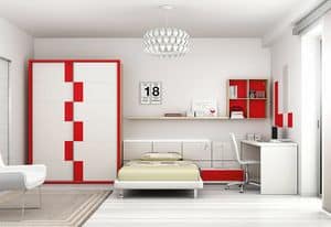 Cameretta KC 123, Original bedroom for boys, with wood paneling