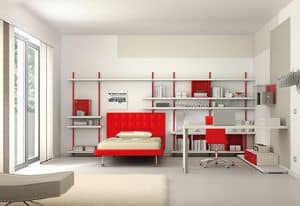 Children bedroom KC 111, Modern bedroom with customizable bookcase