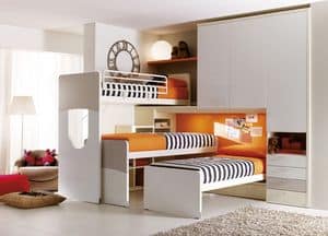Comp. 404, Furniture for children's room, bed with shaped headboard