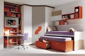 Comp. 955, Junior bed, wardrobe, desk, wall units
