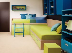 Compact 7006, Kid bedroom with corner beds, equipped with drawers
