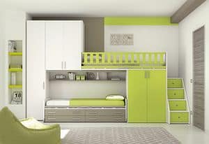 Loft bed KS 108, Bedroom with loft bed, with mark of Controlled Safety