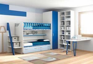Loft bed KS 109, Loft bed for children bedrooms, practical and functional