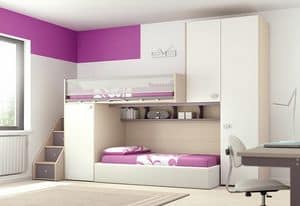 Loft bed KS 113, Bedroom with loft bed, ideal for optimizing space