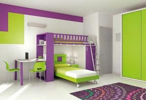 Loft bed KS 115, Loft bed with ladder equipped with safety system