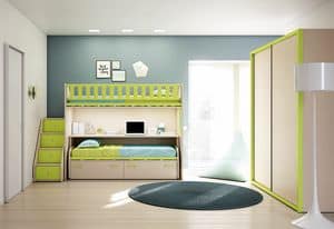 Loft bed KS 208, Modern children bedroom with ladder with drawers