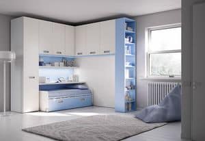 Bridge KP 204, Modern children bedroom with deck and wardrobe