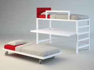 Solid wood Bunky 02, bunk bed, bed with desk, bedroom furniture Resort