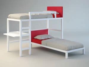 Solid wood Bunky 03, bed with stair, bunk bed, bed in wood Kids' bedroom