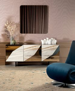ALCIONE, Sideboard with glass and porcelain doors
