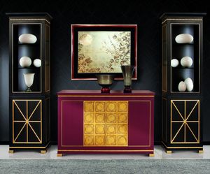Art. CR 04020, Sideboard with patinated gold leaf details