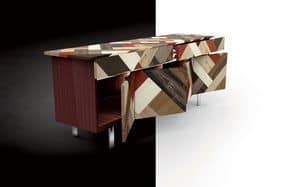 ATHENA 2.7 PW45 Palissandro, Sideboard in rosewood, covering in crossed wood essences, ideal for elegant environments