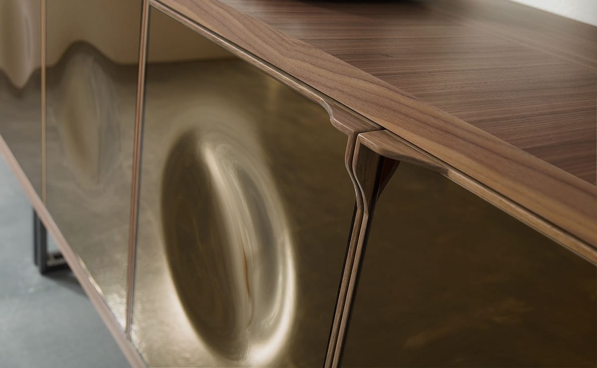 Bolle sideboard, Sideboard with mirror panels and Quader legs