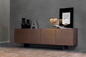 COATED, Sideboard in lacquered and brushed wood with metal base