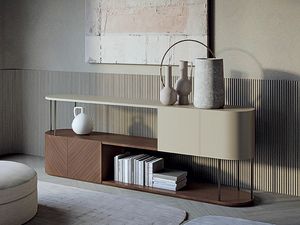 CR76 Gae sideboard, Double-sided sideboard covered in leather