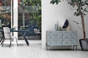 DAFNE 120 MA117, Laminate sideboard with 2 doors, with glass or stoneware fronts